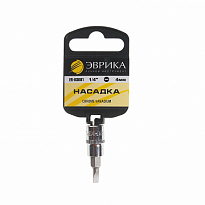 Насадка ER-93001H 1/4" DR шлиц 4мм (с держателем) ЭВРИКА 1/240